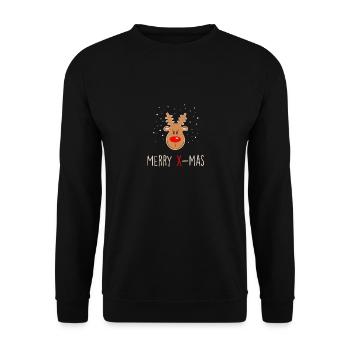 Rentier Merry X-mas - Christmas Humor - Unisex Pullover - Schwarz - Vorne - Alina (178cm) & Michal (187cm)