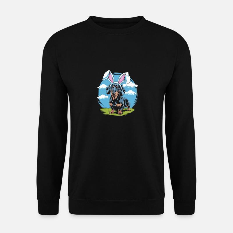 Lustiger Dackel mit Hasenohren - Unisex Pullover - Schwarz
