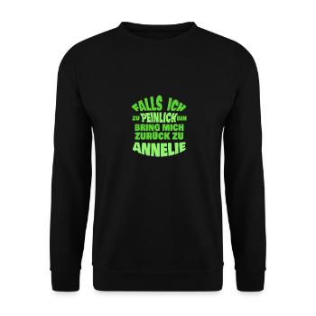 Annelie als Jungesellenabschied - Unisex Pullover - Schwarz - Vorne - Alina (178cm) & Michal (187cm)