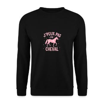 J'Peux Pas J'Ai Cheval Rose - équitation - Unisex Pullover - Schwarz - Vorne - Alina (178cm) & Michal (187cm)