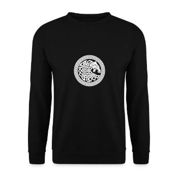 Wikinger Fenrir Wolf - Unisex Pullover - Schwarz - Vorne - Alina (178cm) & Michal (187cm)
