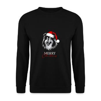 Shetland Chien de berger Joyeux Noël, Tête De Chien - Sweat-shirt Unisexe - noir - Devant - Alina (178cm) & Michal (187cm)