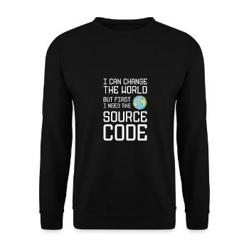 I Can Change The World But First I Need The Source - Unisex Pullover - Schwarz - Vorne - Alina (178cm) & Michal (187cm)