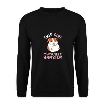 This Girls loves Hamsters Animal Owner Pets Lover - Unisex Pullover - Schwarz - Vorne - Alina (178cm) & Michal (187cm)