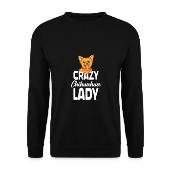 Verrückte Chihuahua-Dame Welpe Haustier Hundeliebh - Unisex Pullover - Schwarz - Vorne - Alina (178cm) & Michal (187cm)