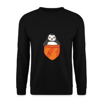 Drôle de pingouin Animal Oiseau Mignon Fun Amour - Sweat-shirt Unisexe - noir - Devant - Alina (178cm) & Michal (187cm)