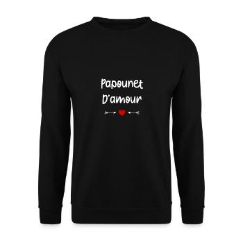 papounet d'amour - Sweat-shirt Unisexe - noir - Devant - Alina (178cm) & Michal (187cm)