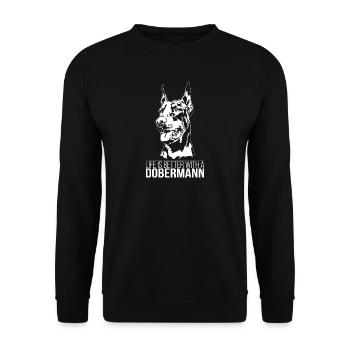 La vie des dobermans est meilleure Chiens Chiens Wilsigns - Sweat-shirt Unisexe - noir - Devant - Alina (178cm) & Michal (187cm)
