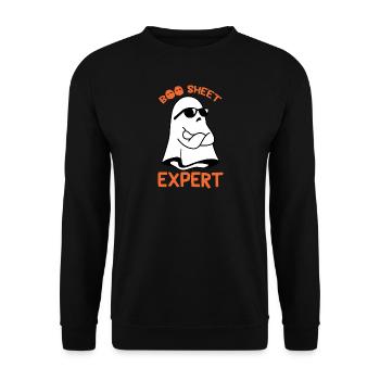 Halloween Humor Funny Ghost Boo Sheet Expert - Unisex Sweatshirt - black - Front - Alina (178cm) & Michal (187cm)
