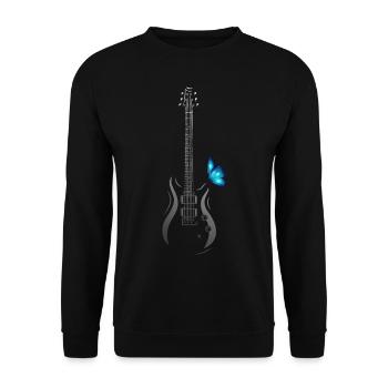 Guitare avec papillon - Sweat-shirt Unisexe - noir - Devant - Alina (178cm) & Michal (187cm)