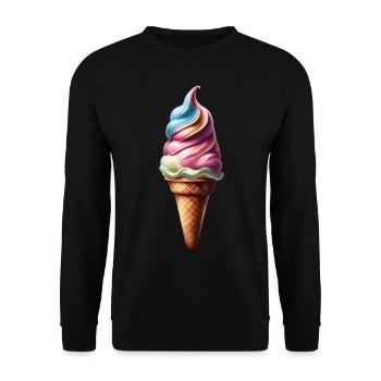 Leckere bunte Eiswaffel - Unisex Pullover - Schwarz - Vorne - Alina (178cm) & Michal (187cm)