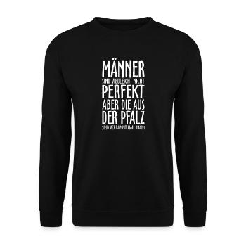 Männer aus der Pfalz (Weiß) Pfälzer Männer - Unisex Pullover - Schwarz - Vorne - Alina (178cm) & Michal (187cm)