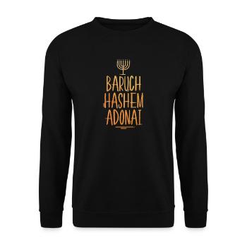 Baruch Hashem Adonai - Unisex Sweatshirt - black - Front - Alina (178cm) & Michal (187cm)