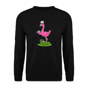 Flamingo Koch Servierglocke Kochen - Unisex Pullover - Schwarz - Vorne - Alina (178cm) & Michal (187cm)