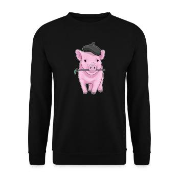 Schwein Maler Pinsel Malen - Unisex Pullover - Schwarz - Vorne - Alina (178cm) & Michal (187cm)