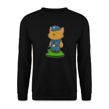 Katze Polizist Mikrofon Polizei - Unisex Pullover - Schwarz - Vorne - Alina (178cm) & Michal (187cm)