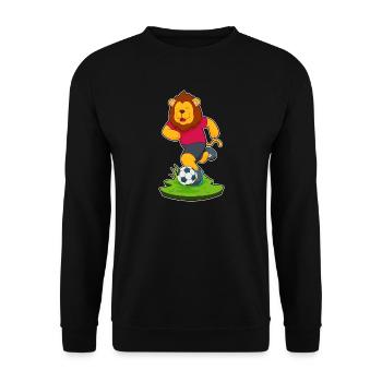 Löwe Fußballspieler Fußball - Unisex Pullover - Schwarz - Vorne - Alina (178cm) & Michal (187cm)