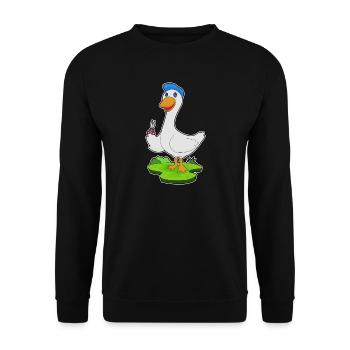Ente Friseur Schere - Unisex Pullover - Schwarz - Vorne - Alina (178cm) & Michal (187cm)