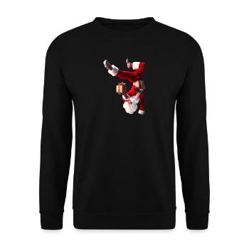 Humorous Santa Claus with gift - Unisex Sweatshirt - black - Front - Alina (178cm) & Michal (187cm)