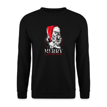 Père Noël gallois Springer Spaniel Joyeux Noël - Sweat-shirt Unisexe - noir - Devant - Alina (178cm) & Michal (187cm)