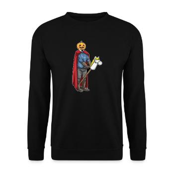 Jack O'Lantern Halloween Steckenpferd - Unisex Pullover - Schwarz - Vorne - Alina (178cm) & Michal (187cm)