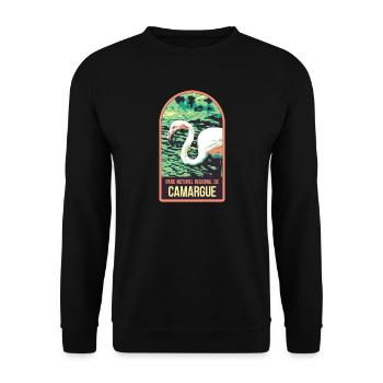 Flamand Rose Camargue : Nature Enchantée - Sweat-shirt Unisexe - noir - Devant - Alina (178cm) & Michal (187cm)