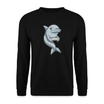 Dolphin Gamer Controller - Unisex Sweatshirt - black - Front - Alina (178cm) & Michal (187cm)