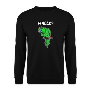 Perroquet disant, Animal d’oiseau, Amoureux des oiseaux, animal de compagnie - Sweat-shirt Unisexe - noir - Devant - Alina (178cm) & Michal (187cm)
