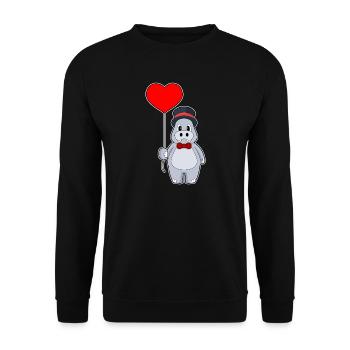 Nilpferd Bräutigam Luftballon Hochzeit - Unisex Pullover - Schwarz - Vorne - Alina (178cm) & Michal (187cm)