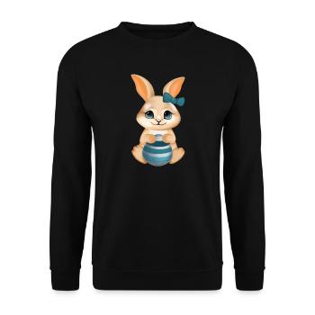 Süßer Hase – Niedliche Illustration - Unisex Pullover - Schwarz - Vorne - Alina (178cm) & Michal (187cm)