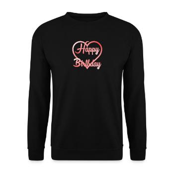 ALLES GUTE ZUM GEBURTSTAG. ALLES GUTE ZUM GEBURTSTAG. JAHRESTAG. - Unisex Pullover - Schwarz - Vorne - Alina (178cm) & Michal (187cm)