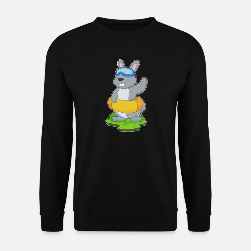Hase Schwimmen Schwimmring Sommer - Unisex Pullover - Schwarz