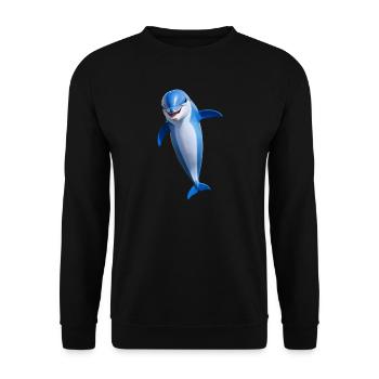 Fröhlicher Delphin - Unisex Pullover - Schwarz - Vorne - Alina (178cm) & Michal (187cm)
