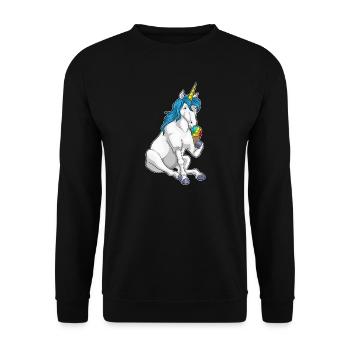 Einhorn Waffeleis - Unisex Pullover - Schwarz - Vorne - Alina (178cm) & Michal (187cm)