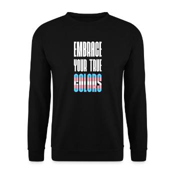LGBT Pride Month - Umarme dein wahres Gesicht - Unisex Pullover - Schwarz - Vorne - Alina (178cm) & Michal (187cm)