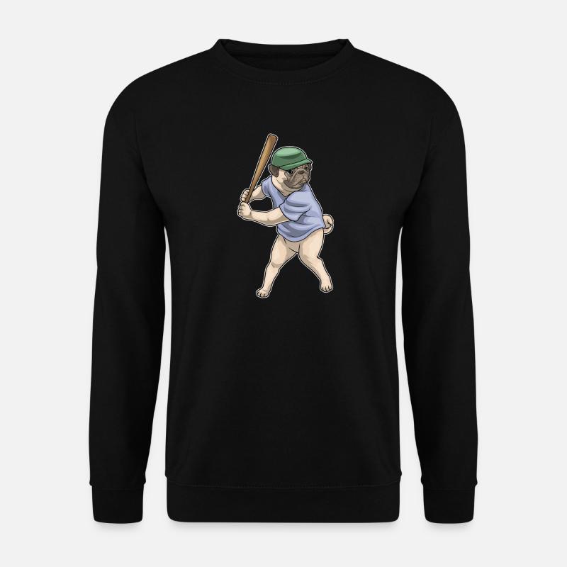 Mops Baseball Baseballschläger - Unisex Pullover - Schwarz
