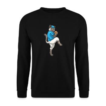 Siamese Cat Baseball Baseball Glove - Unisex Sweatshirt - black - Front - Alina (178cm) & Michal (187cm)