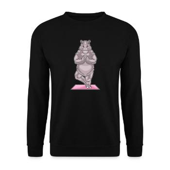 Nilpferd Yoga Fitness Gymnastik - Unisex Pullover - Schwarz - Vorne - Alina (178cm) & Michal (187cm)