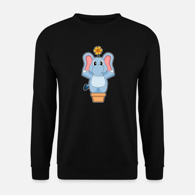 Elefant Blume - Unisex Pullover - Schwarz