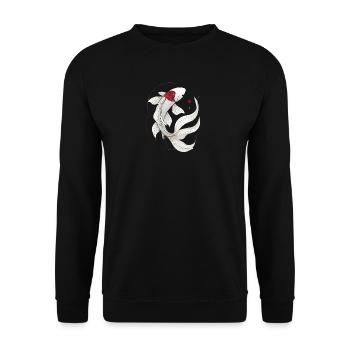 Elegante Koi-Fisch Illustration - Unisex Pullover - Schwarz - Vorne - Alina (178cm) & Michal (187cm)