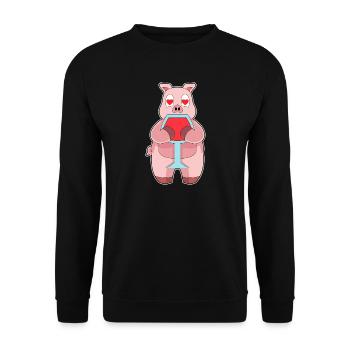 Schwein Rotwein - Unisex Pullover - Schwarz - Vorne - Alina (178cm) & Michal (187cm)