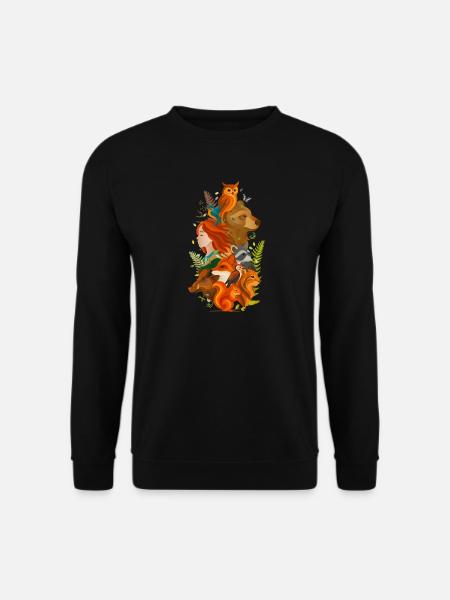 Fille avec des animaux – Harmonie de l’homme et de la nature - Sweat-shirt Unisexe - noir