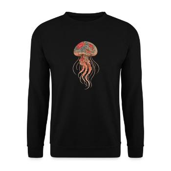 Yakuza Jellyfish – Tinte unter der Oberfläche - Unisex Pullover - Schwarz - Vorne - Alina (178cm) & Michal (187cm)