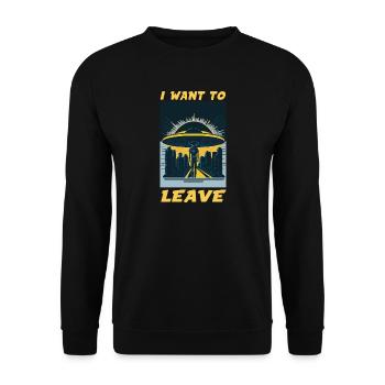 I Want To Leave Humour Burn Out et Évasion - Sweat-shirt Unisexe - noir - Devant - Alina (178cm) & Michal (187cm)