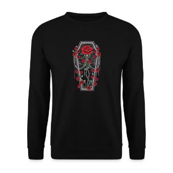 Coffin with Roses - Gothic Design - Unisex Sweatshirt - black - Front - Alina (178cm) & Michal (187cm)