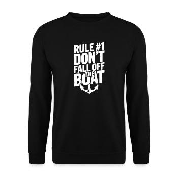 Regel #1: Fallen Sie nicht vom Boot - Unisex Pullover - Schwarz - Vorne - Alina (178cm) & Michal (187cm)