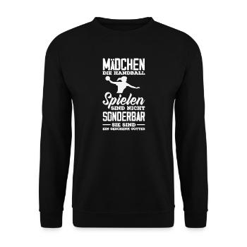 Handballspieler Handball Handballer Geschenke - Unisex Pullover - Schwarz - Vorne - Alina (178cm) & Michal (187cm)