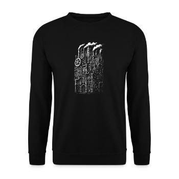 Bâtiment industriel brutaliste Engrenages - Sweat-shirt Unisexe - noir - Devant - Alina (178cm) & Michal (187cm)