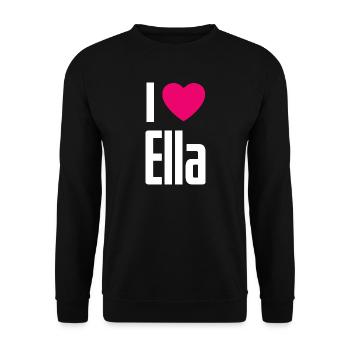 I Love Ella Pinkes Herz Ich liebe Ella - Unisex Pullover - Schwarz - Vorne - Alina (178cm) & Michal (187cm)