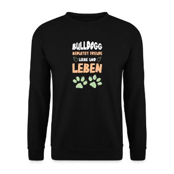 Bulldog Meaning Joy Love Life - Unisex Sweatshirt - black - Front - Alina (178cm) & Michal (187cm)